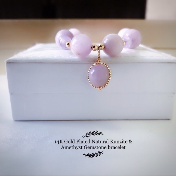 Jewelry - Sold‼️14K Gold Plated Kunzite Gemstone Bracelet